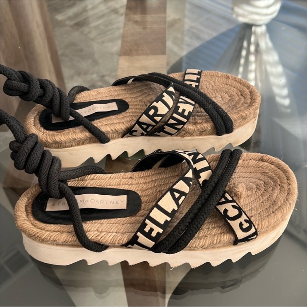 Stella McCartney Gaia Sandals in Black & Cream - Picture 2 of 13